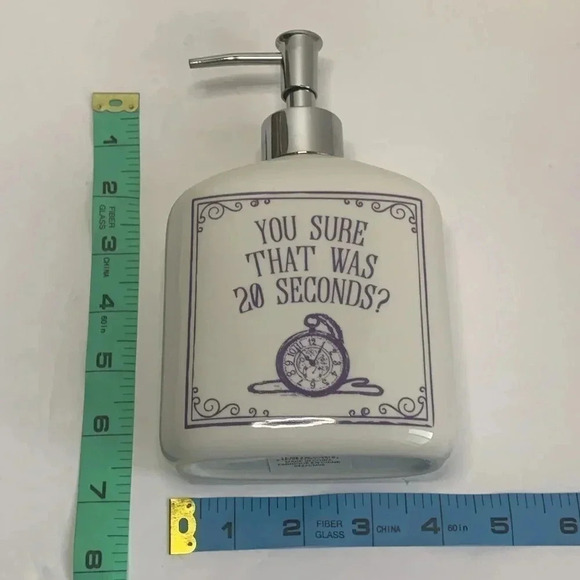 Soap Dispenser Our Name is Mud You Sure That Was 20 Seconds White, Purple New - Picture 4 of 4